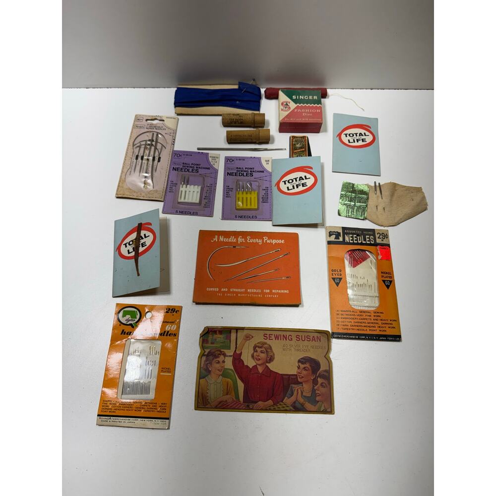 Vintage Collection Of Assorted Sewing Needles Hand And Sewing Machine Rare